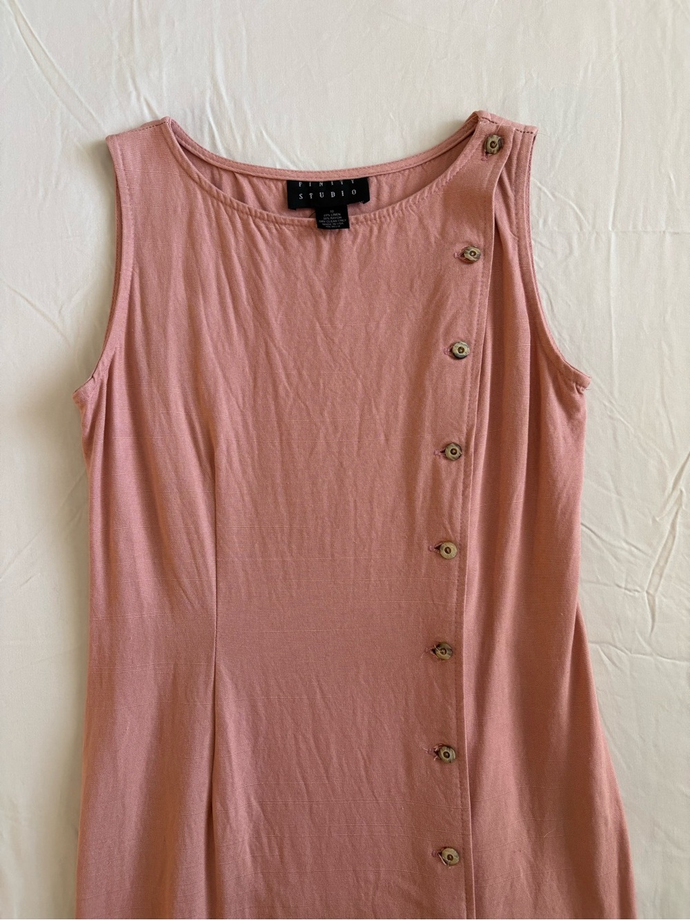 Vintage Finity Studio Linen Blend Pink Maxi Dress Made in USA sz 10